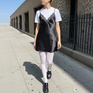 Vintage Y2K silky black lace low-cut low-back La Senza slip lingerie night dress